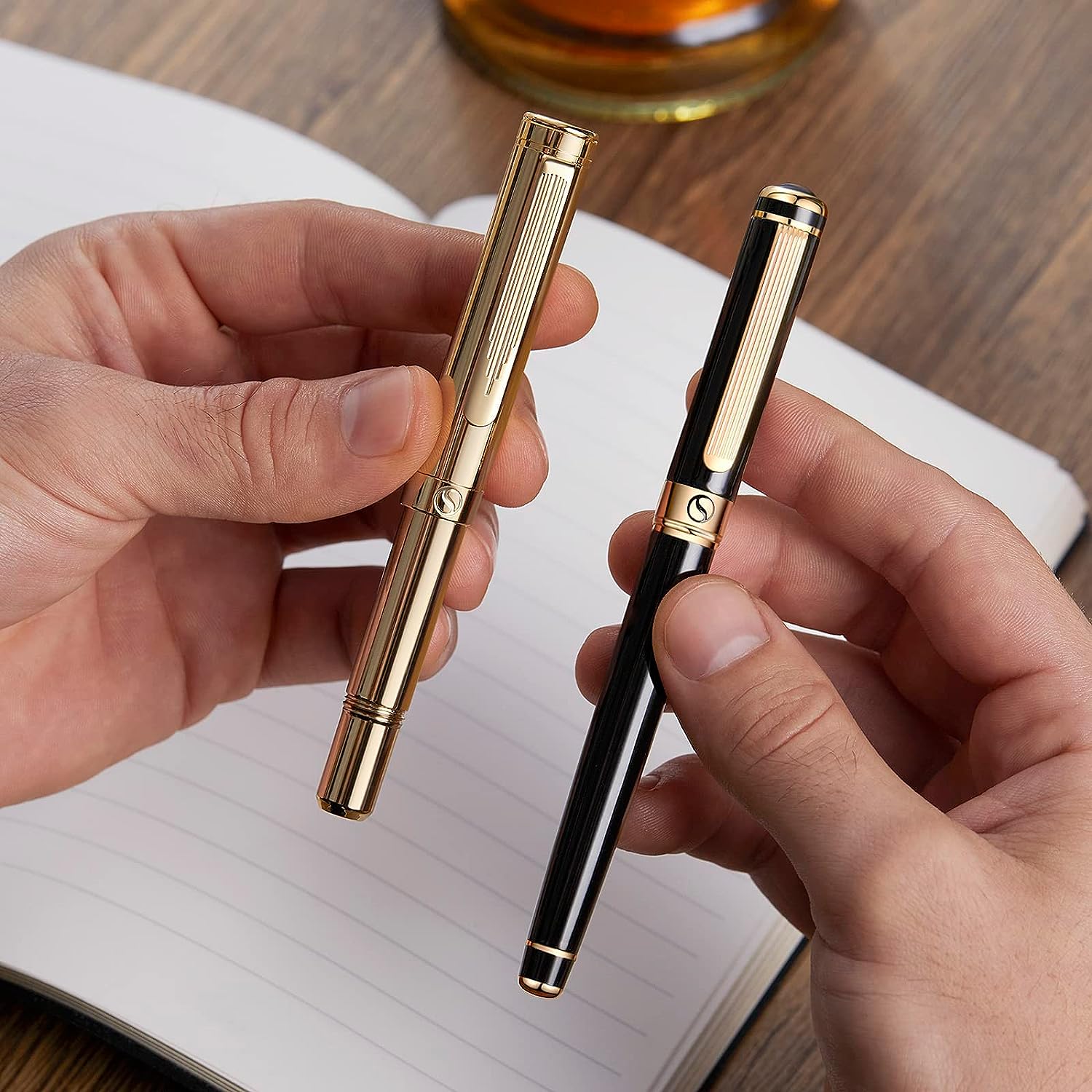 Scriveiner EDC Gold Rollerball Pen, Award Winning Luxury Pocket Pen with 22K Gold Plated Finish