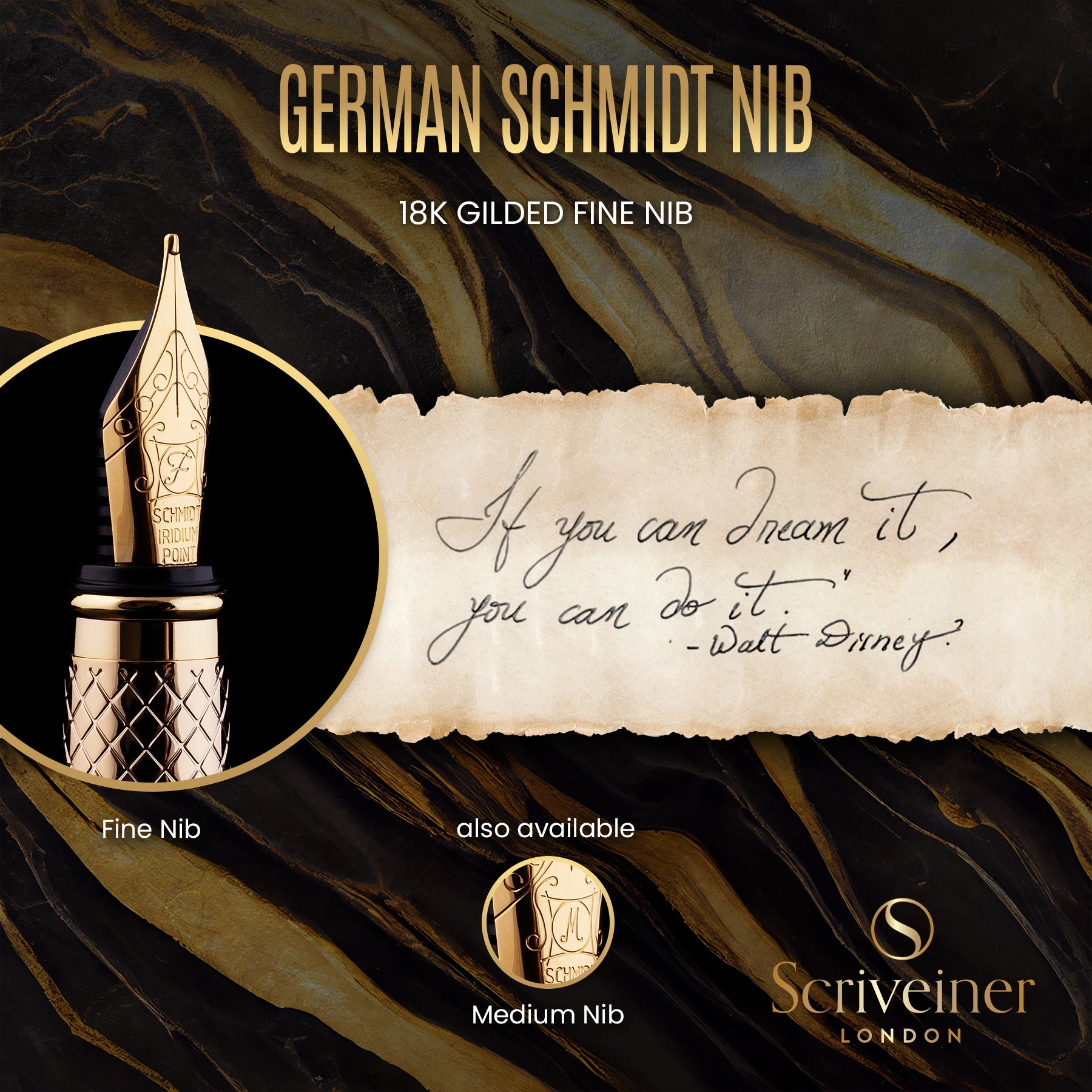 Scriveiner Classic Gold fountain Pen - Fine Nib