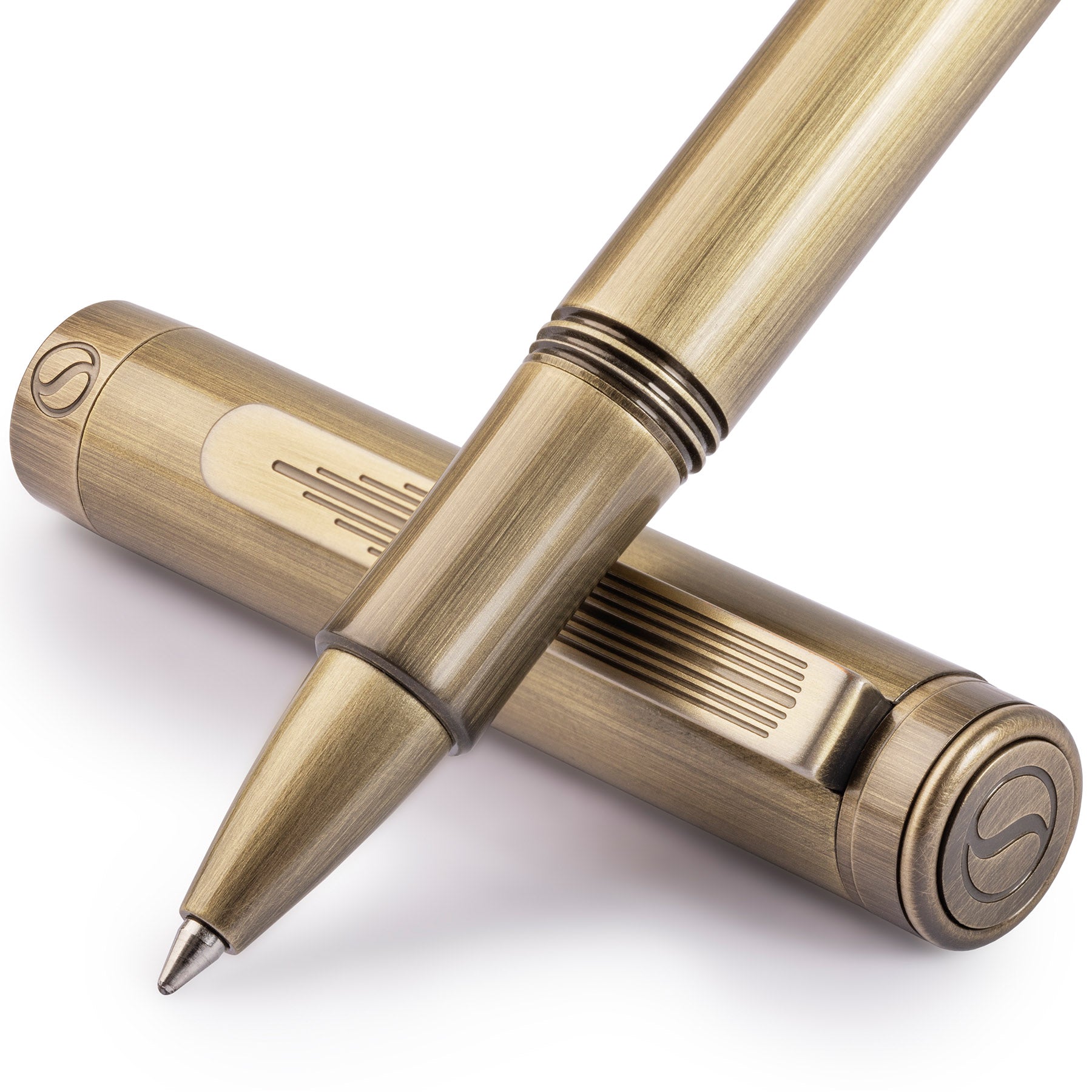 Stylo roller de luxe Scriveiner EDC en laiton, superbe stylo de poche lourd, finition bronze brossé à la main
