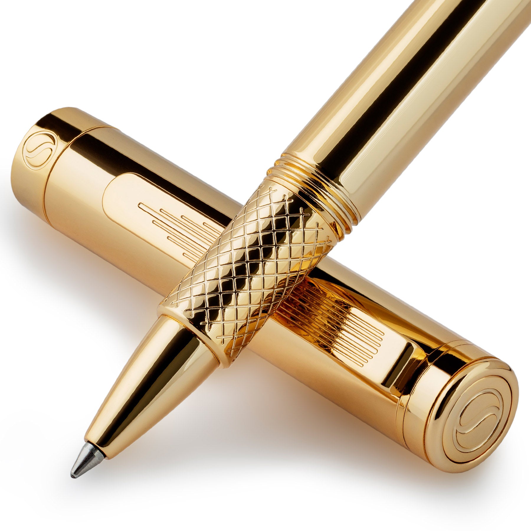 Stylo roller Scriveiner EDC Gold, stylo de poche de luxe primé avec finition plaquée or 22 carats