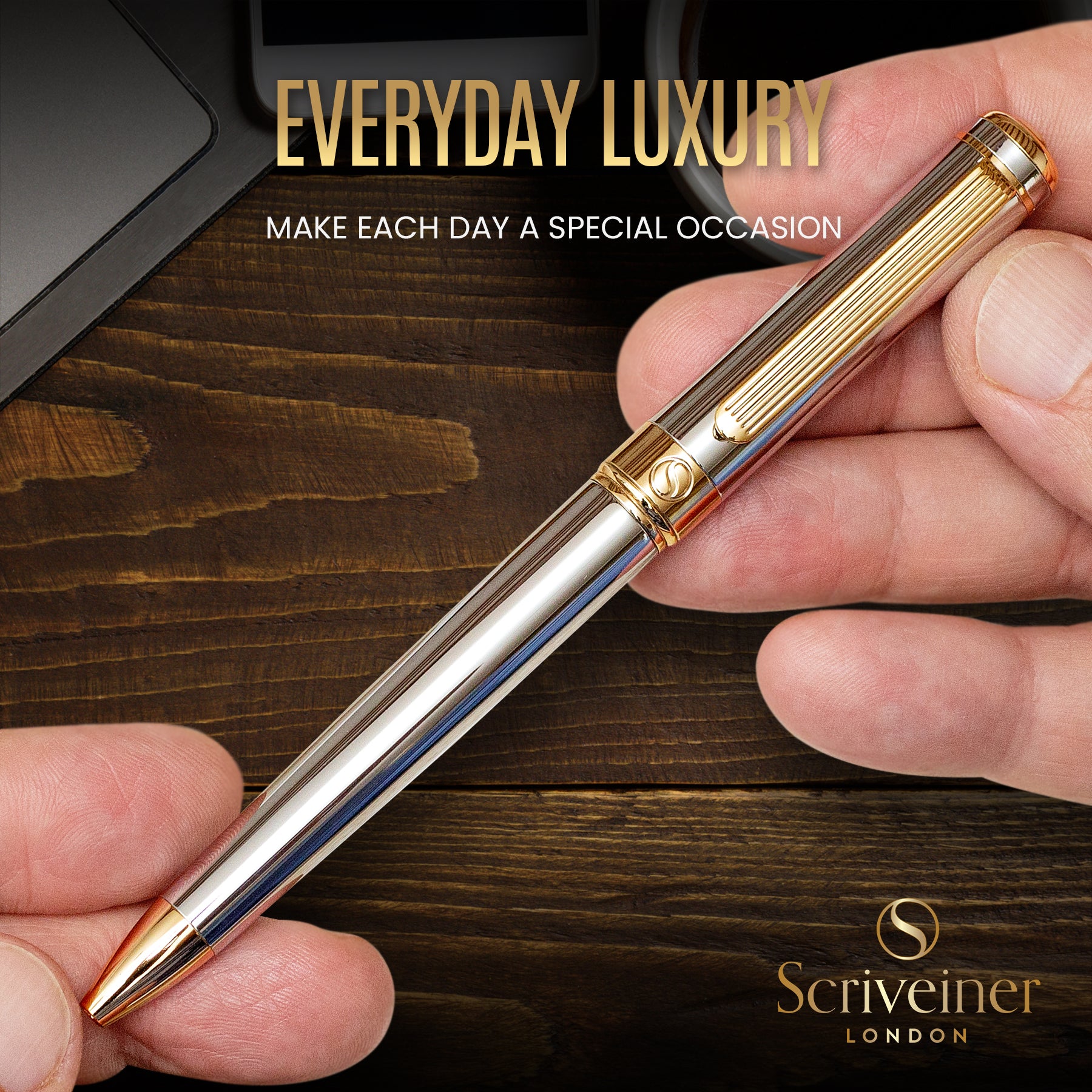 Scriveiner Classic Silver Chrome ballpoint Pen