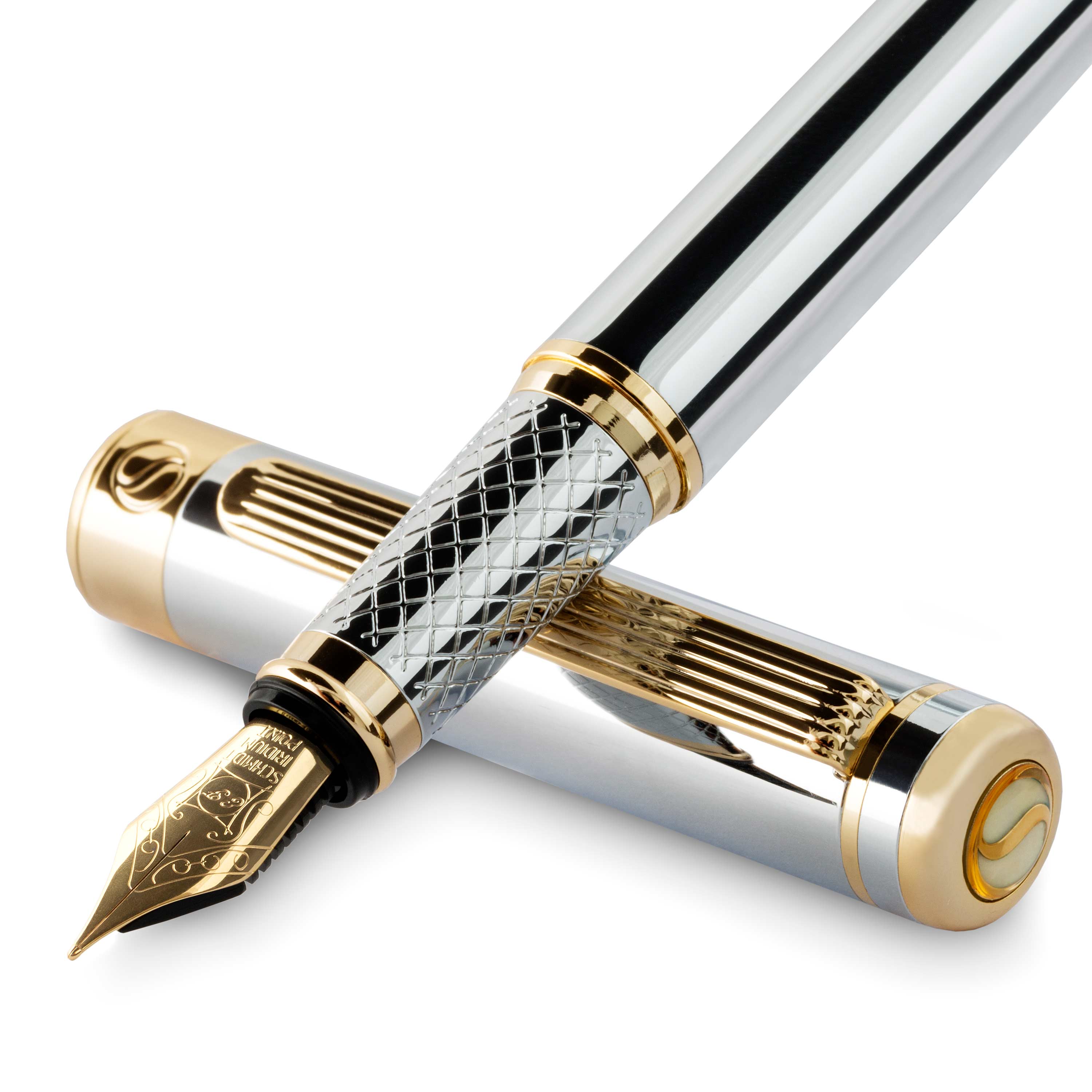 Scriveiner Classic Silver Chrome Fountain Pen - Extra Fine Nib - Custo