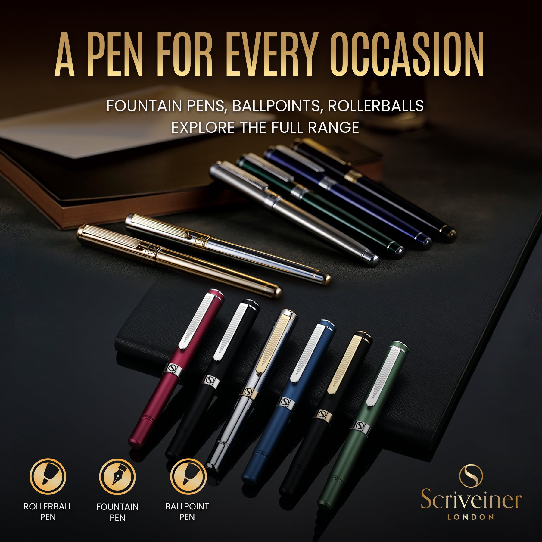 Scriveiner Classic Black Lacquer ballpoint Pen