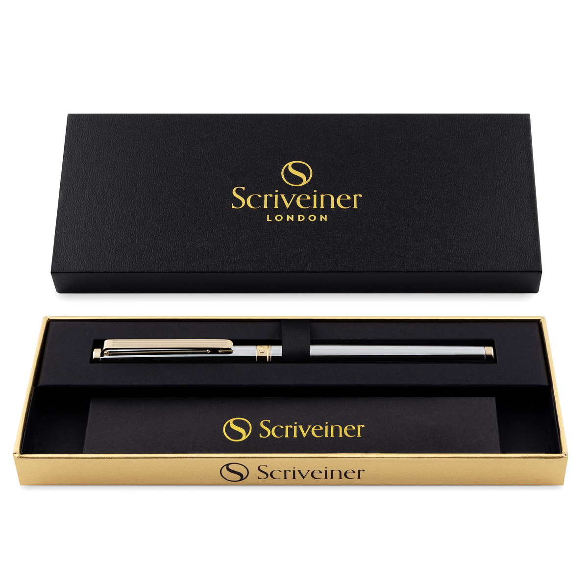 Scriveiner Premium Daily Silver Gold Fountain Pen (Medium Nib)