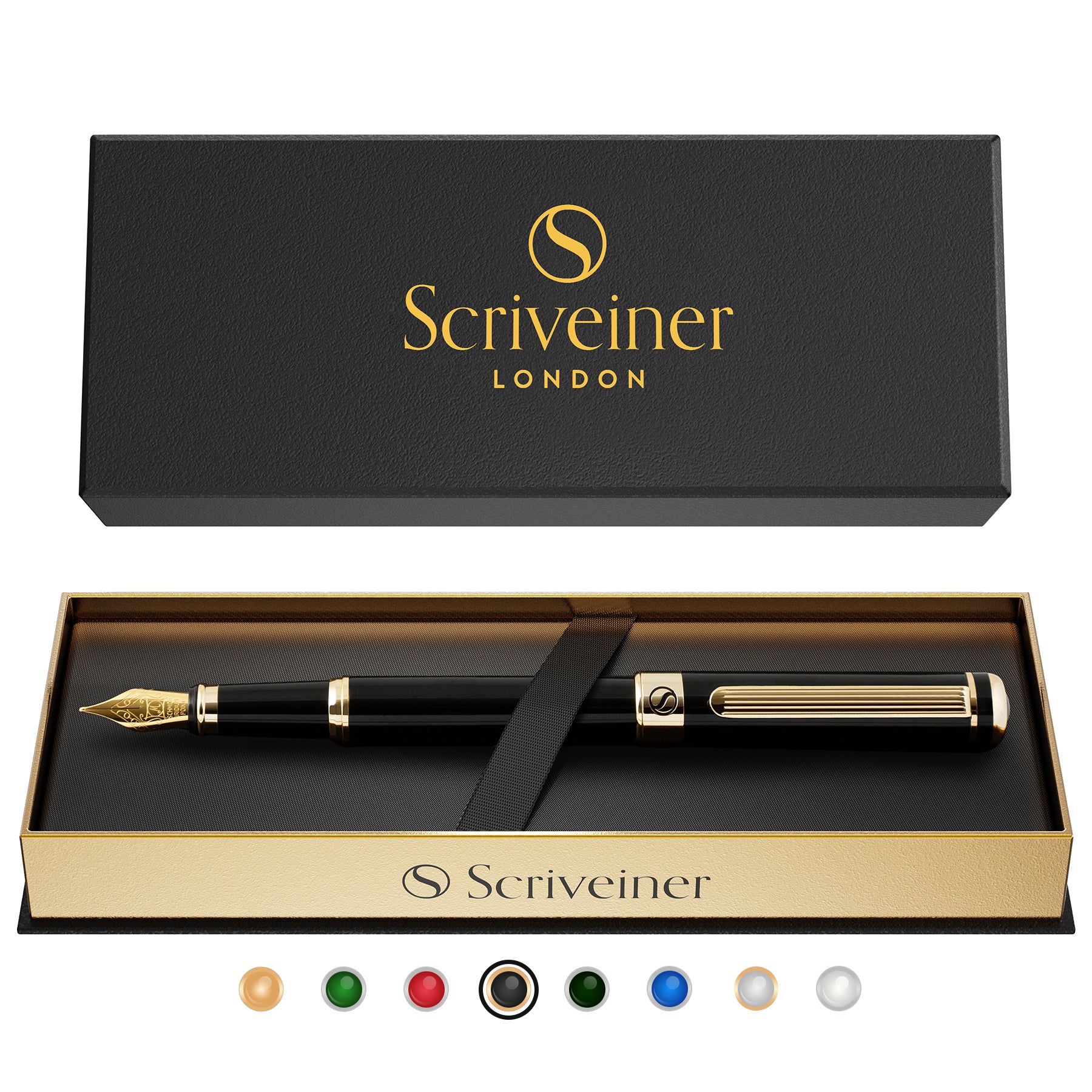 Scriveiner Classic Black Lacquer fountain Pen - Broad Nib