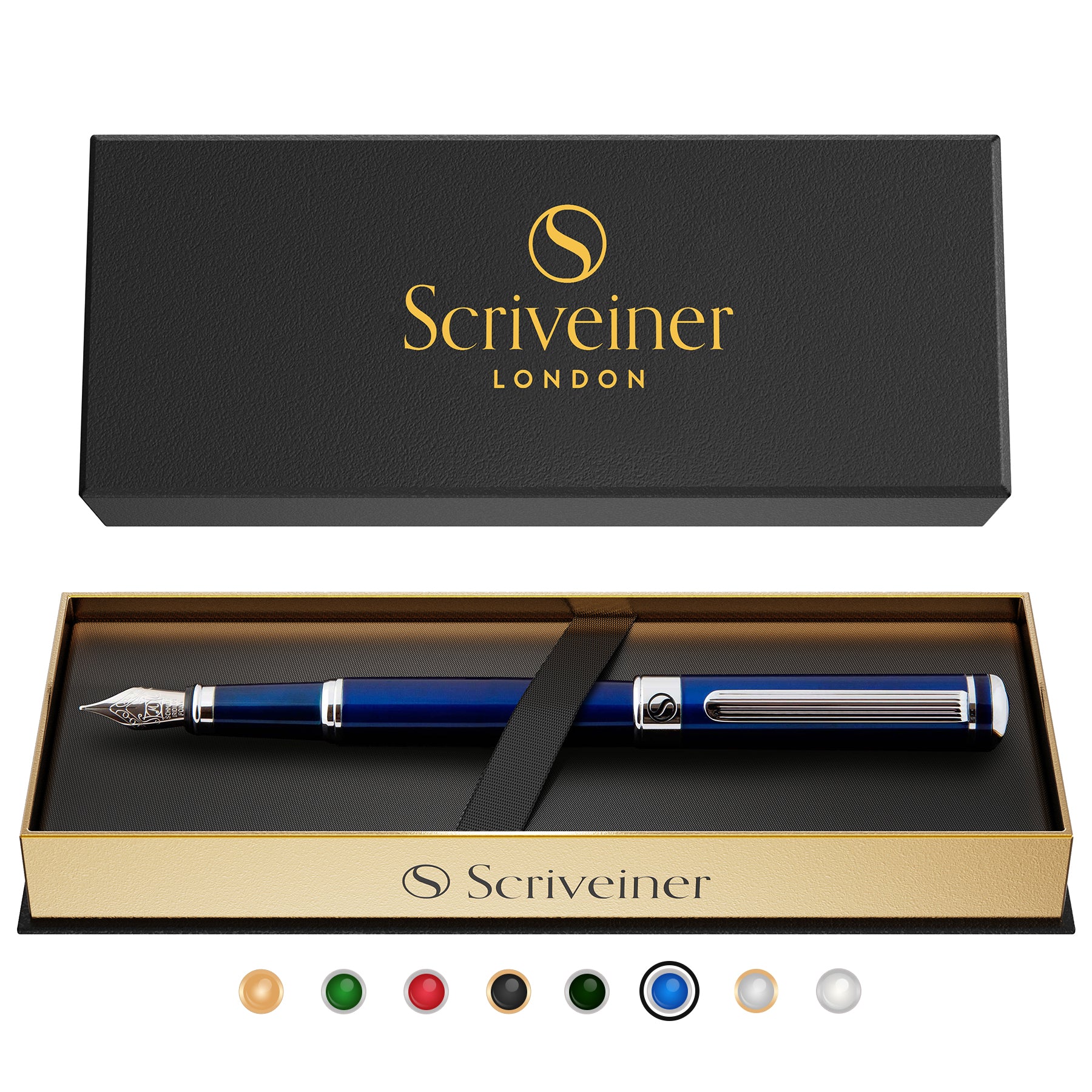 Scriveiner Classic Midnight Blue Lacquer fountain Pen - Fine Nib