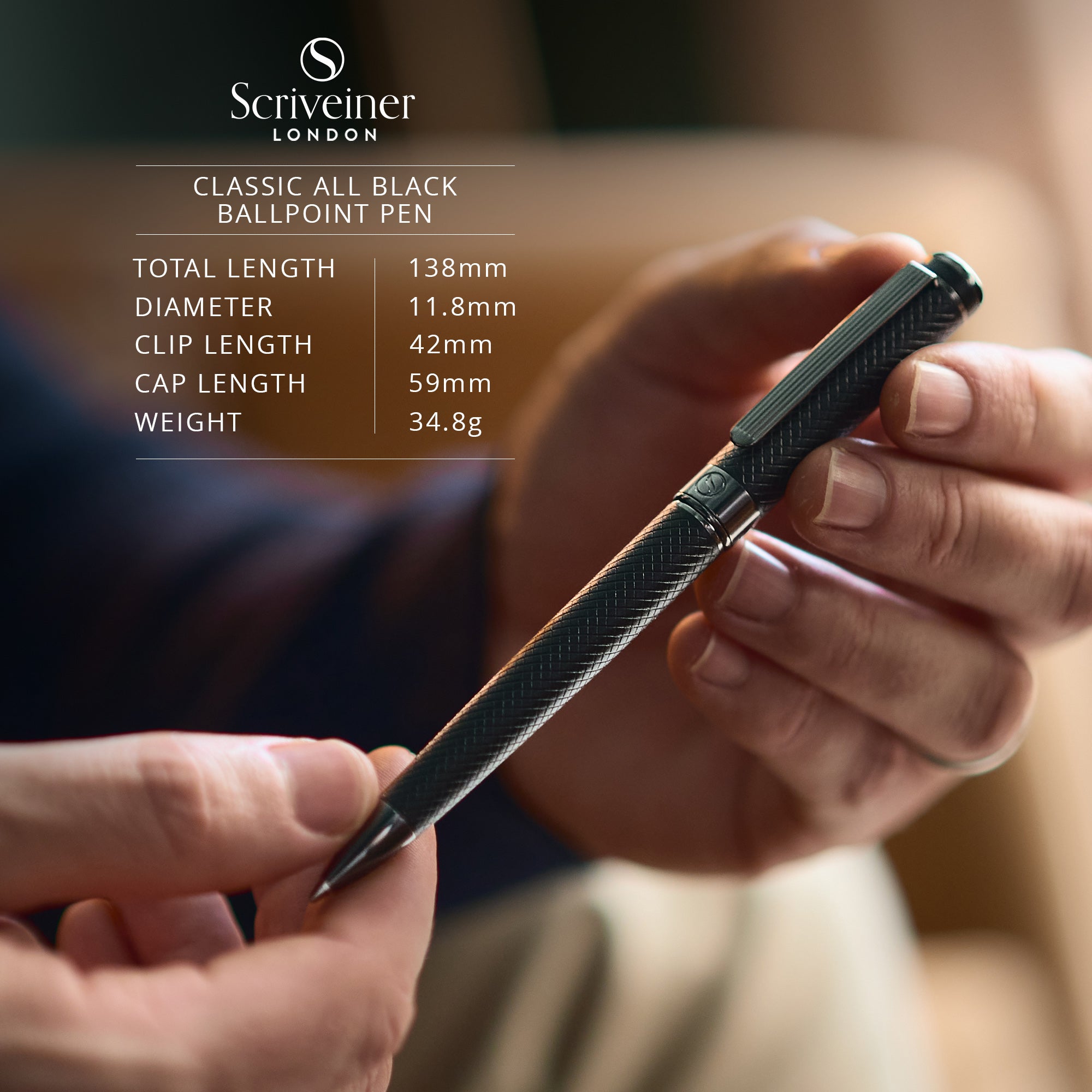 Scriveiner Classic All Black Ballpoint Pen