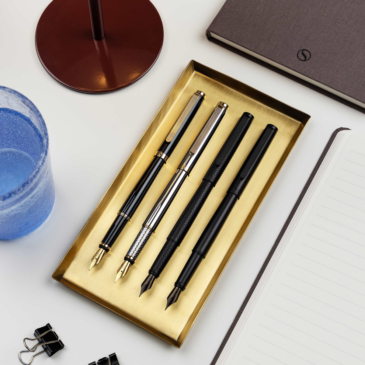 Scriveiner Premium Daily Silver Gold Fountain Pen (Fine Nib)