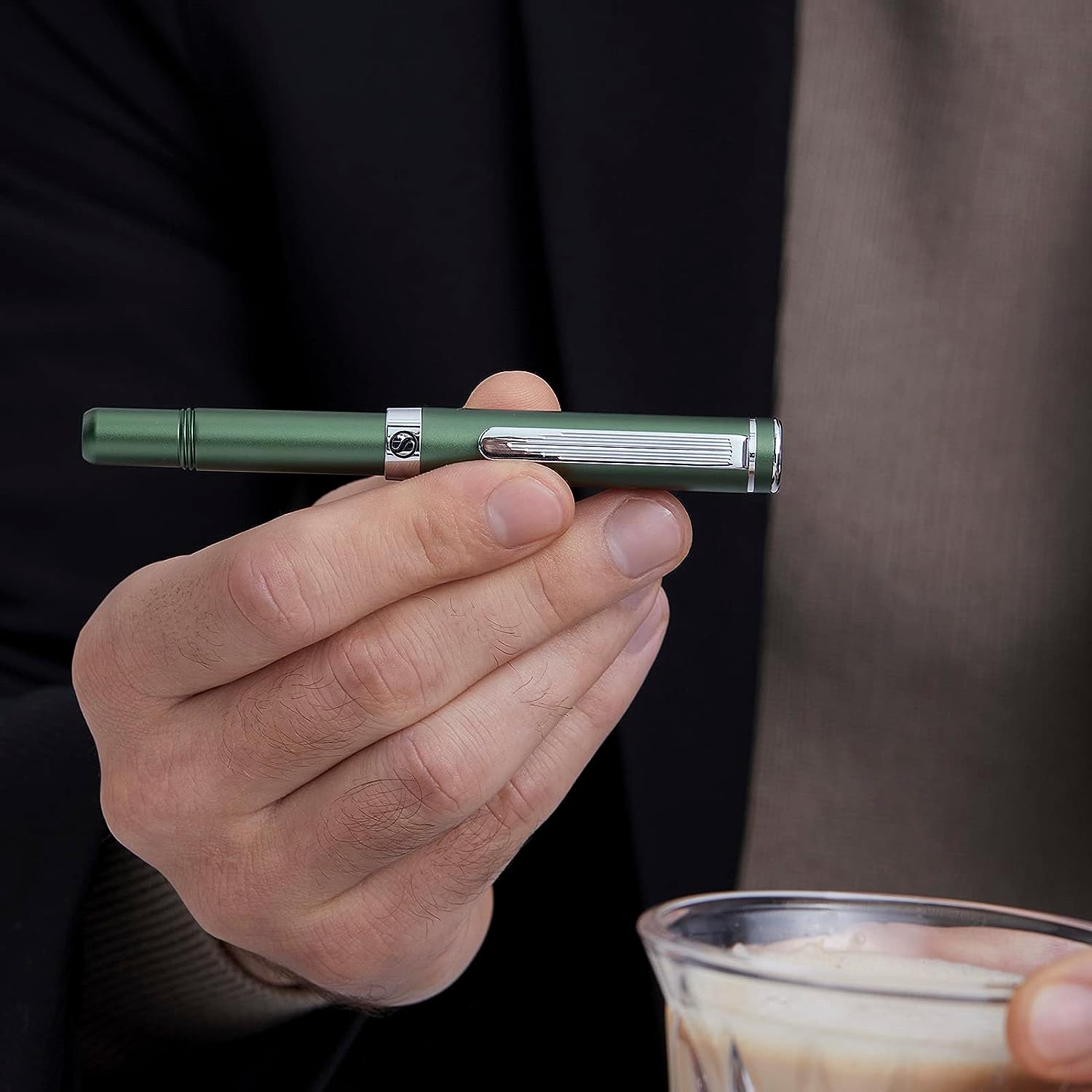 Scriveiner EDC Green Rollerball Luxury Pen, Stunning Pocket Pen with Chrome Finish