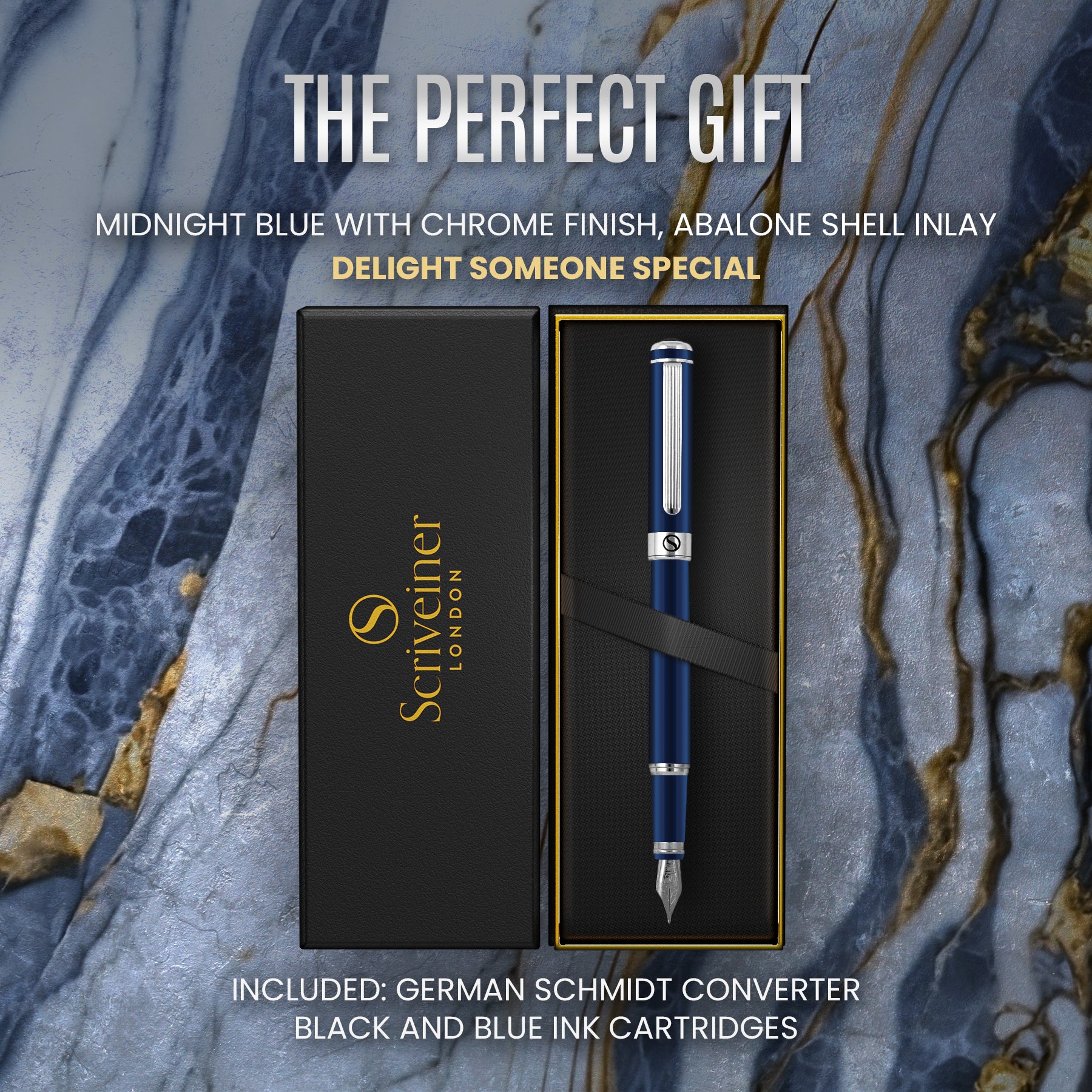 Scriveiner British Racing Green Fountain Pen - Stunning Luxury Pen with  Chrome Finish, Schmidt Nib (Fine), Best Pen Gift Set for Men & Women
