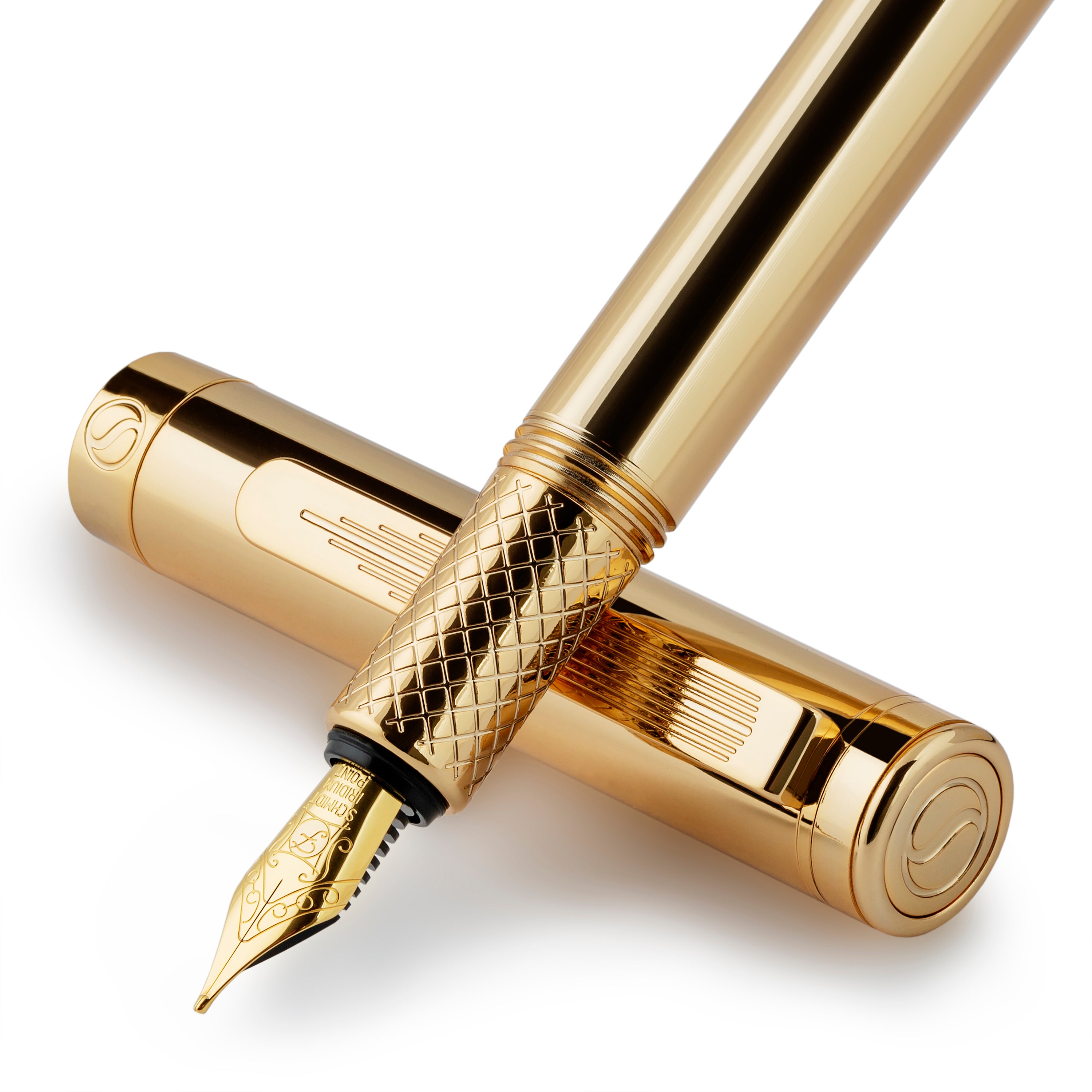Scriveiner Gold Luxury Fountain Pen (Medium) - Award Winning - Heavy Pocket Pen, Gold